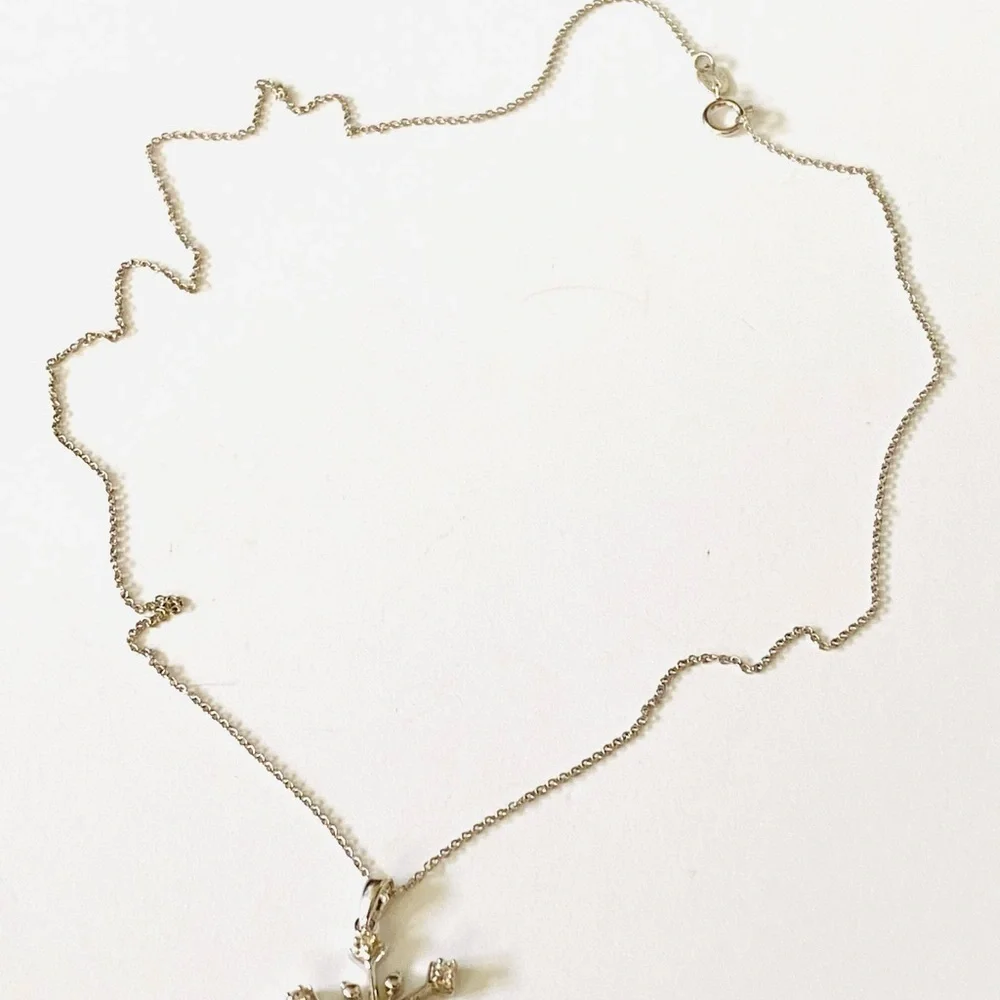 925 SAI Necklace Snowflake CZs Pendant Chain 18” 3.27g